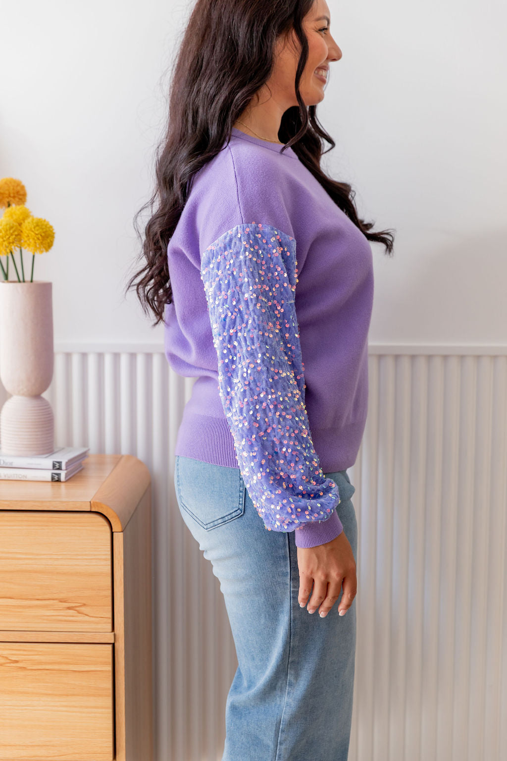 Lilac Glam Knit Sweater for Women - Cozy & Stylish Pullover for Fall & Winter Fashion | Perfect for Casual Outings & Office Wear