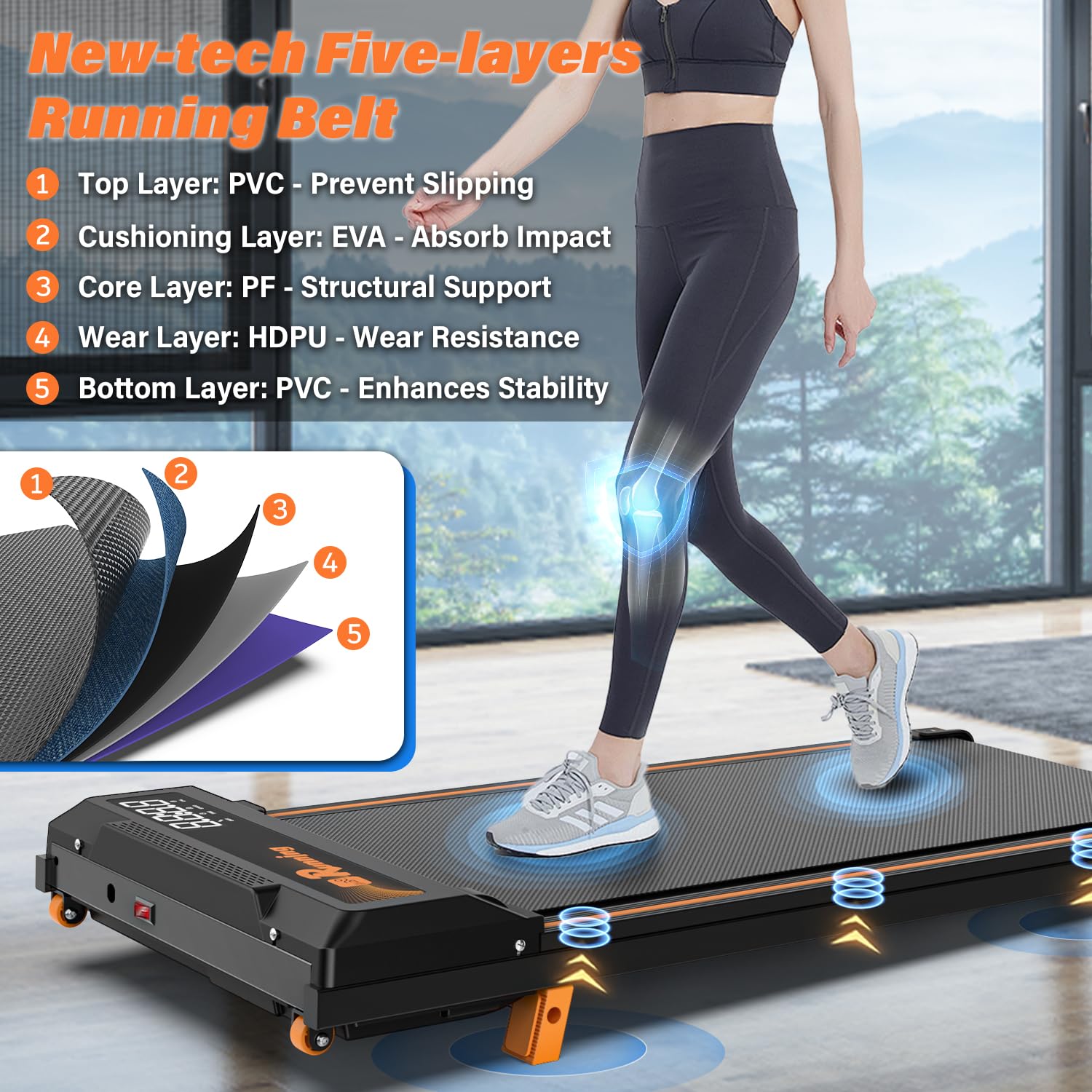 Under Desk Treadmill with Incline - 2.5HP Quiet Walking Pad with Shock Absorption, LED Display & Remote Control - Portable Treadmill for Home Office, Apartment & Small Spaces - Perfect for Workouts While Working or Watching TV