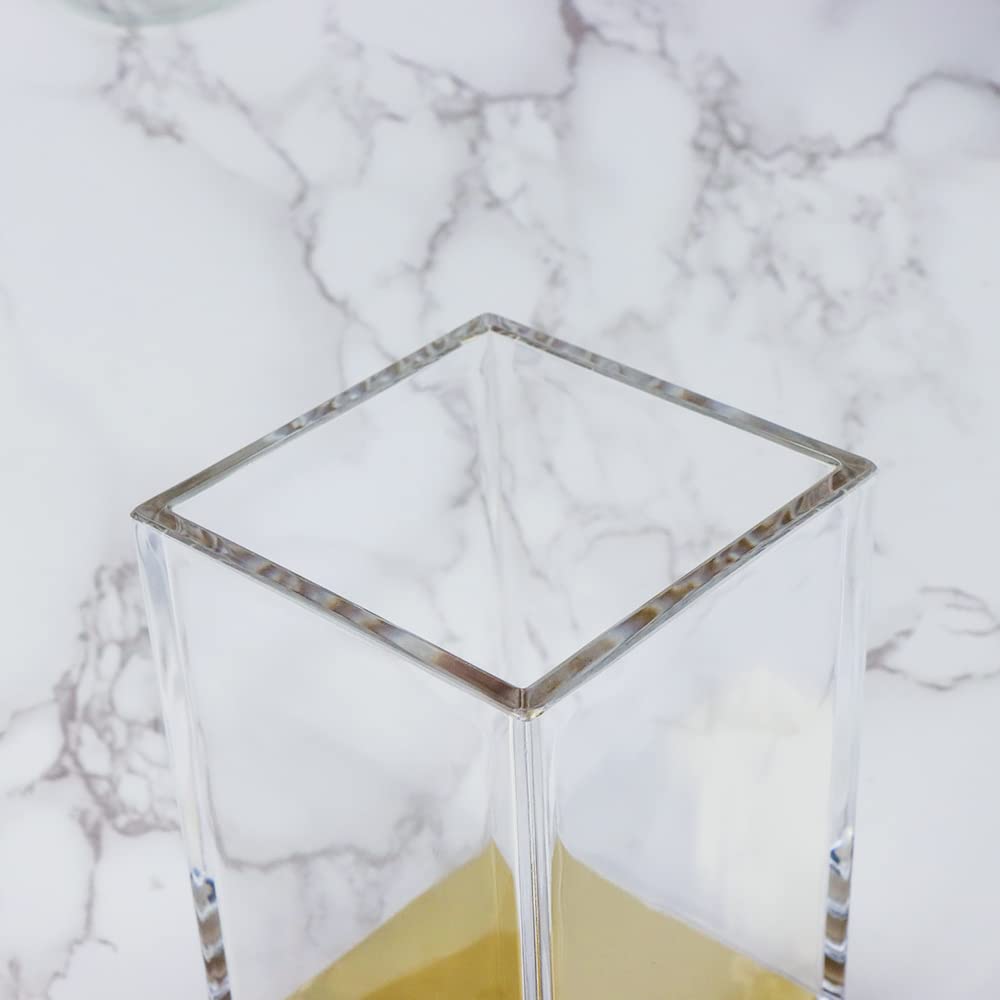 Clear Acrylic Pencil Pen Holder with Gold Base - Modern Desk Organizer for Office, Makeup Brushes & Stationery | Perfect for Home Office, Vanity Table & Workstation Storage