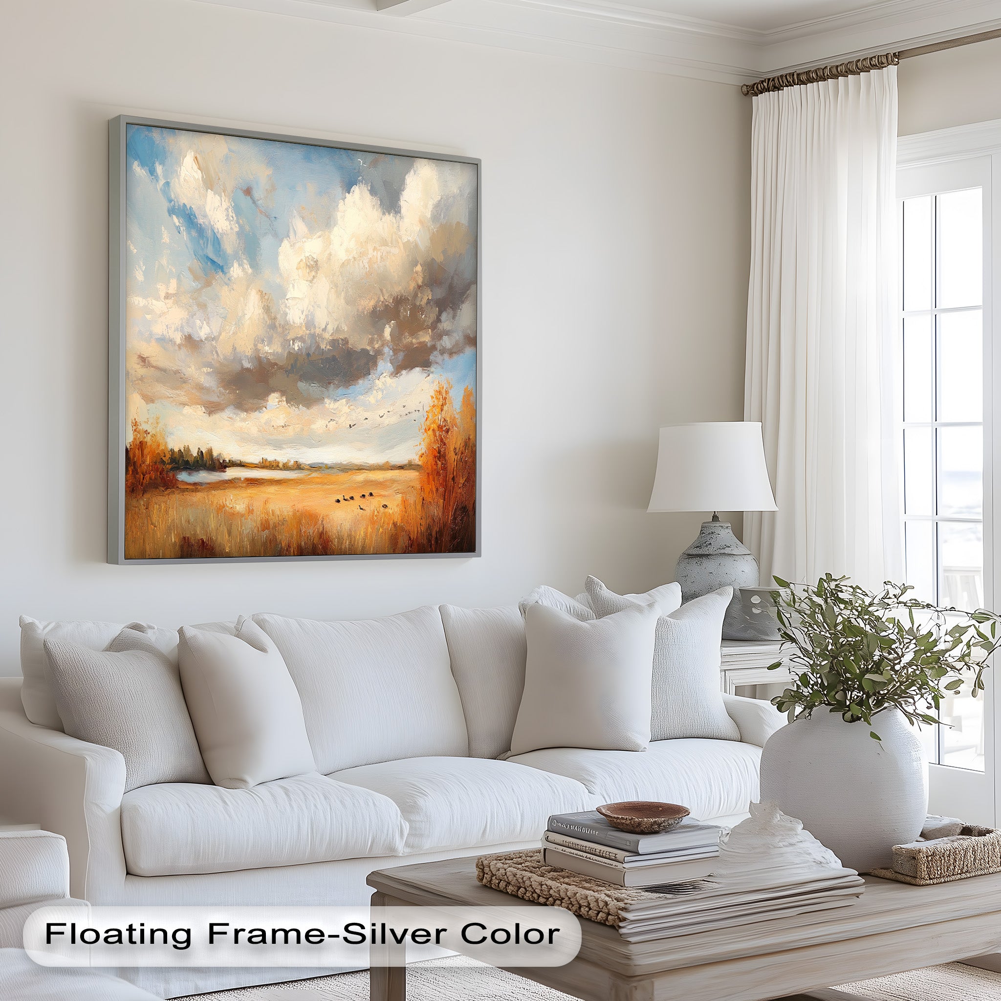 Autumn Meadow Wall Art - Handmade Impressionist Landscape Oil Painting for Living Room, Bedroom & Office Decor