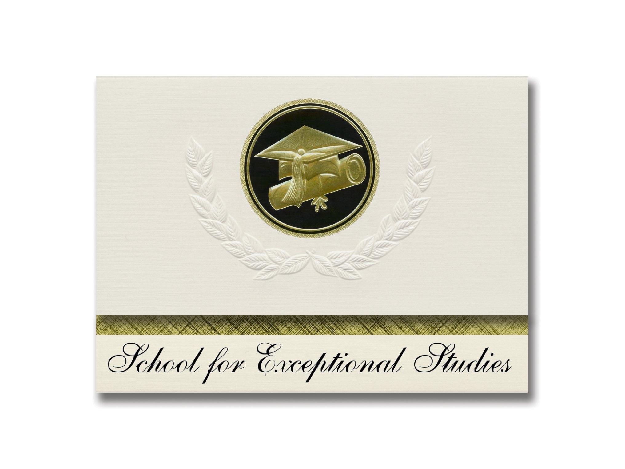 Presidential Style Graduation Announcements - Elite Package of 25 Cap & Diploma Seals in Black & Gold | Signature Announcements for Exceptional Studies School (Lawrence, MA) | Perfect for Graduation Ceremonies, Academic Achievements & School Celebrations