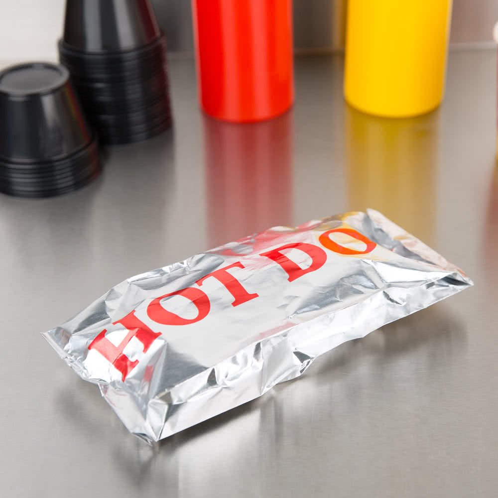 100 Pack Foil Hot Dog Bags - Premium Food-Grade Wrapping for Hot Dogs, Sandwiches & Snacks - Perfect for BBQs, Parties & Food Trucks