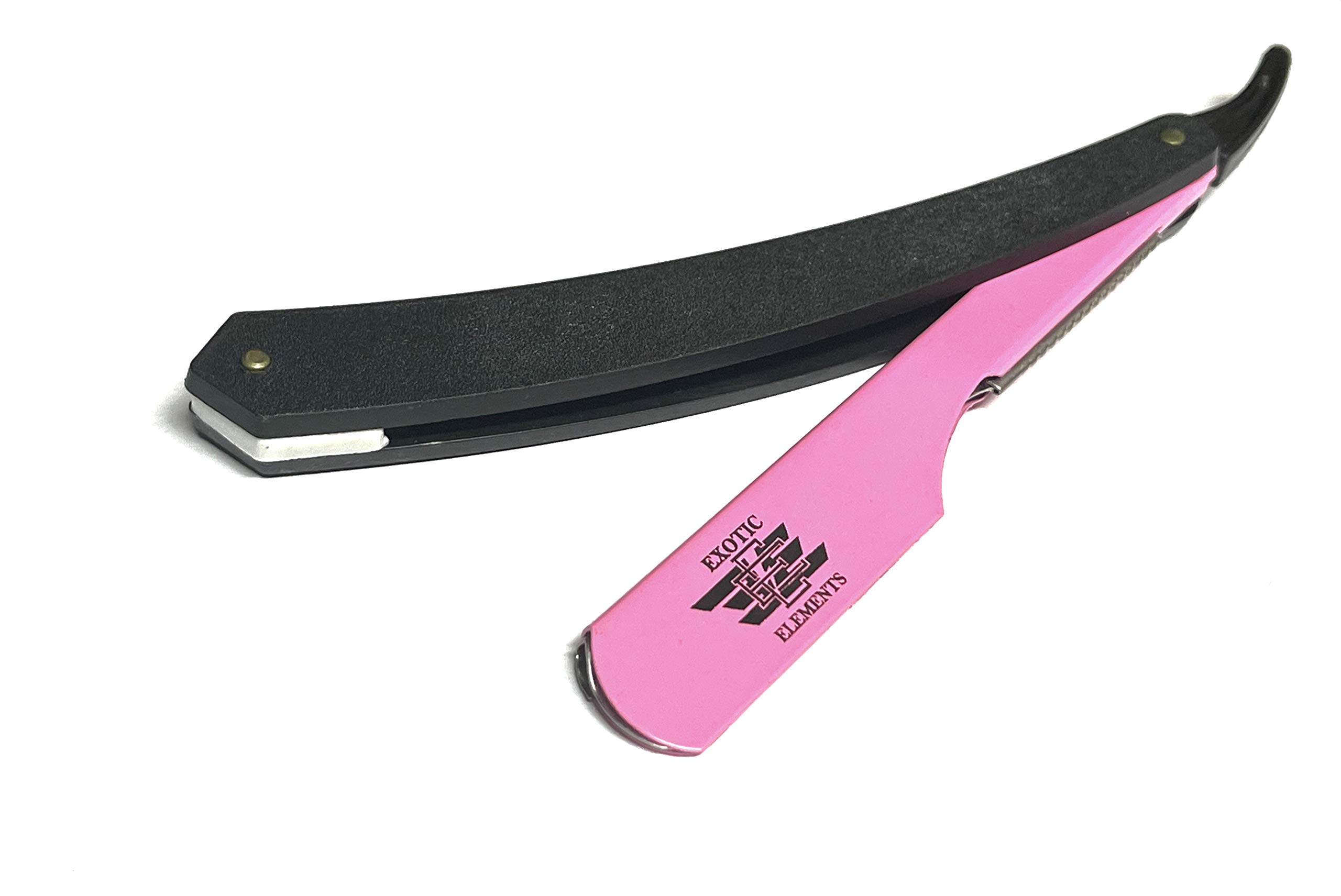 Professional Barber Straight Edge Razor - Pink & Black Lightweight Shavette for Precision Shaving - Double Edge Folding Razor Kit for Men & Women - Perfect for Home Grooming, Salon Use, and Travel Shaving Essentials