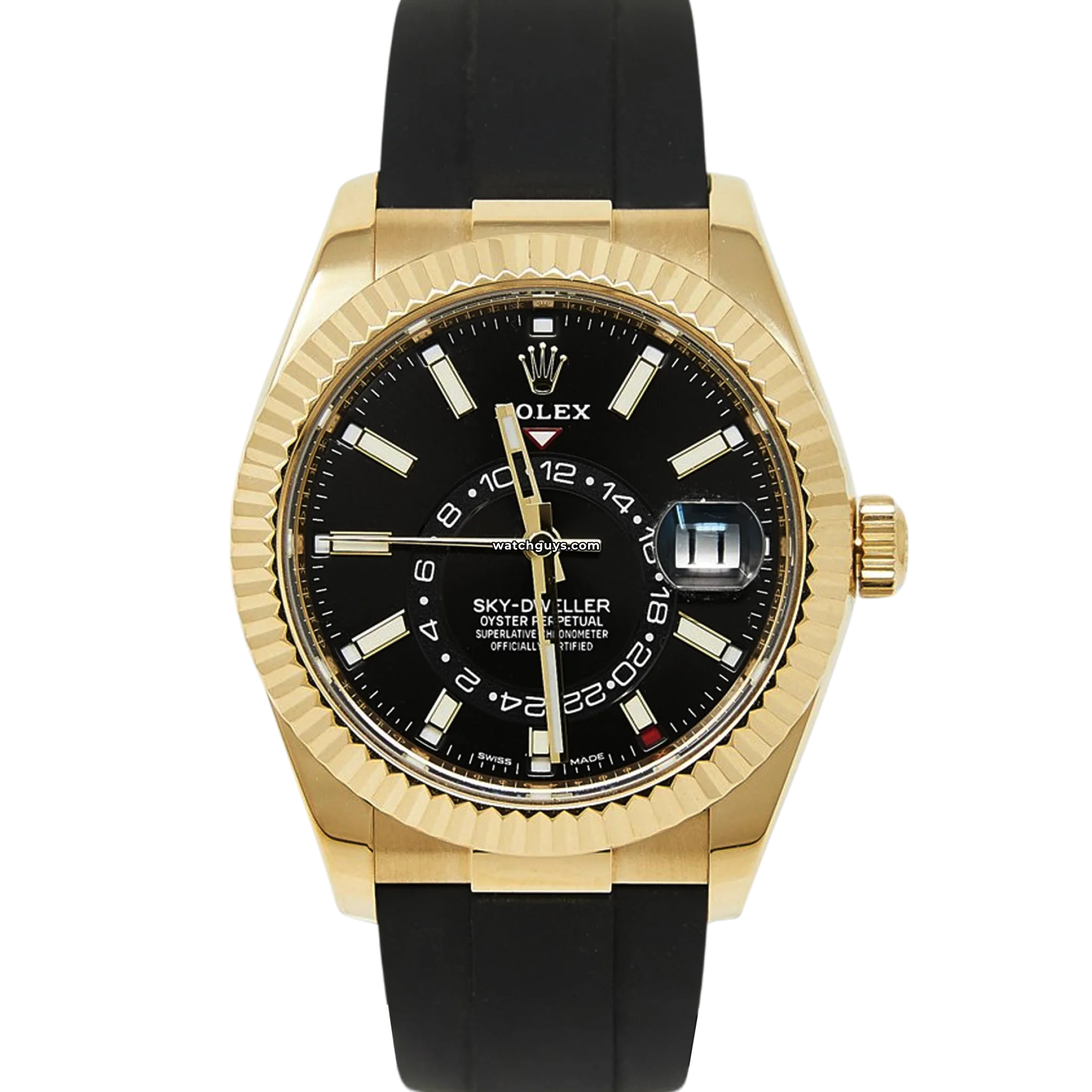 Rolex Sky-Dweller 326238 Black Index Oysterflex Watch - Luxury Automatic Men's Timepiece for Business Travel & Formal Occasions