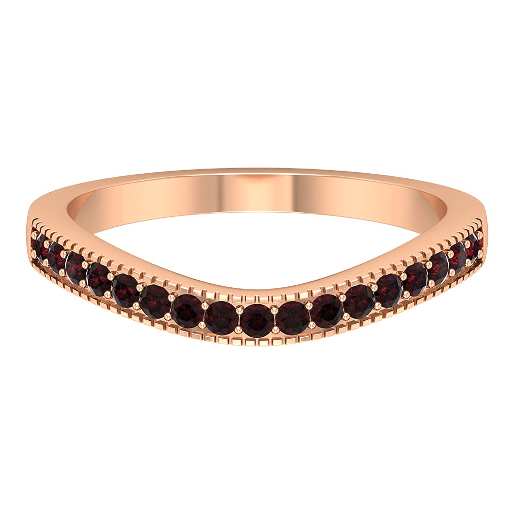 1/2 Carat Genuine Garnet Curved Enhancer Ring for Women - 14K Solid Gold Green Garnet Jewelry - Perfect for Anniversary Gifts, Valentine's Day & Special Occasions