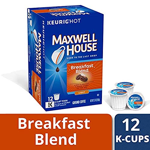 Maxwell House Breakfast Blend Medium Roast Keurig K-Cup Coffee Pods - 12 Count Pack - Rich & Smooth Flavor for Morning Energy - Perfect for Home, Office or Travel Use