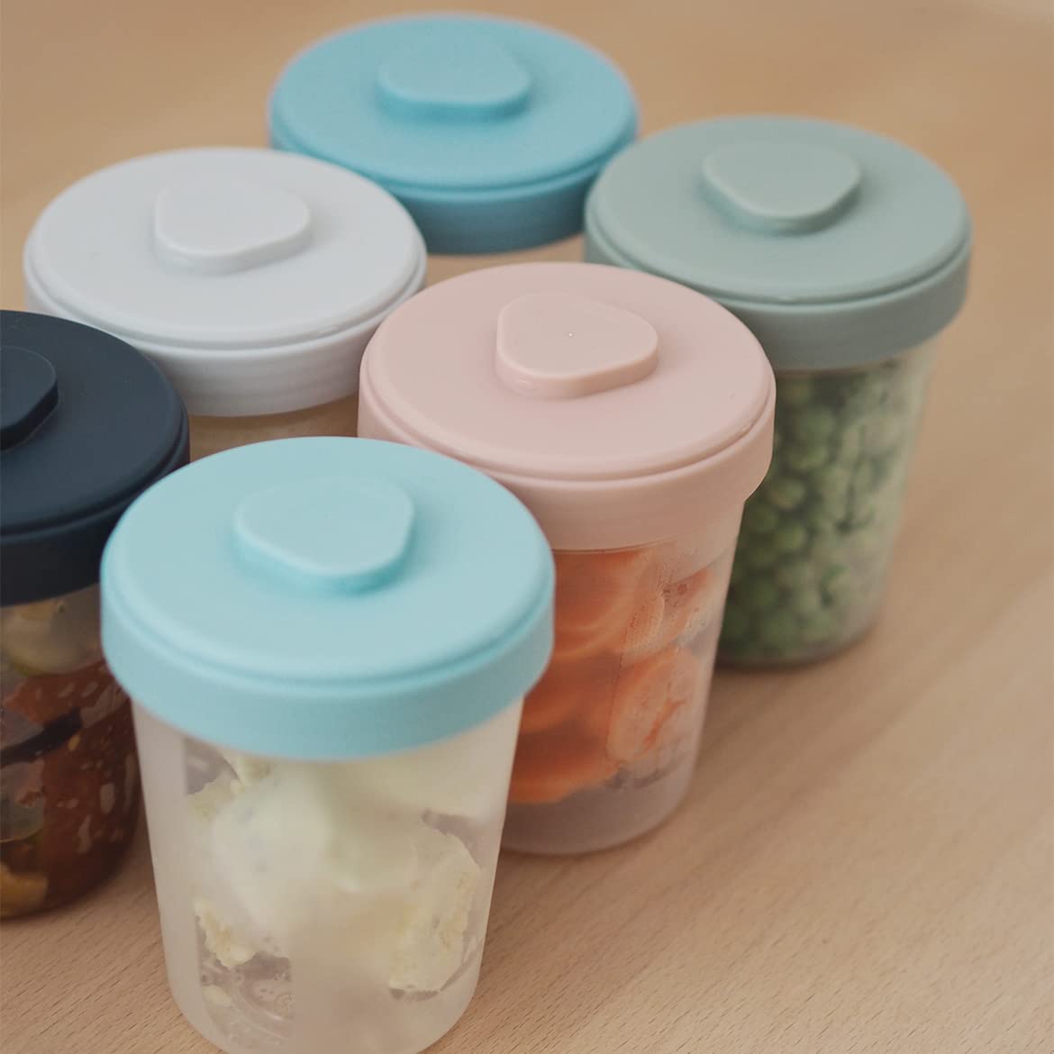 BEABA 6-Piece Large Baby Food Storage Containers with Lids | Airtight Toddler Snack & Puree Containers | BPA-Free Plastic | Perfect for Daycare, Travel & Meal Prep (Blue)