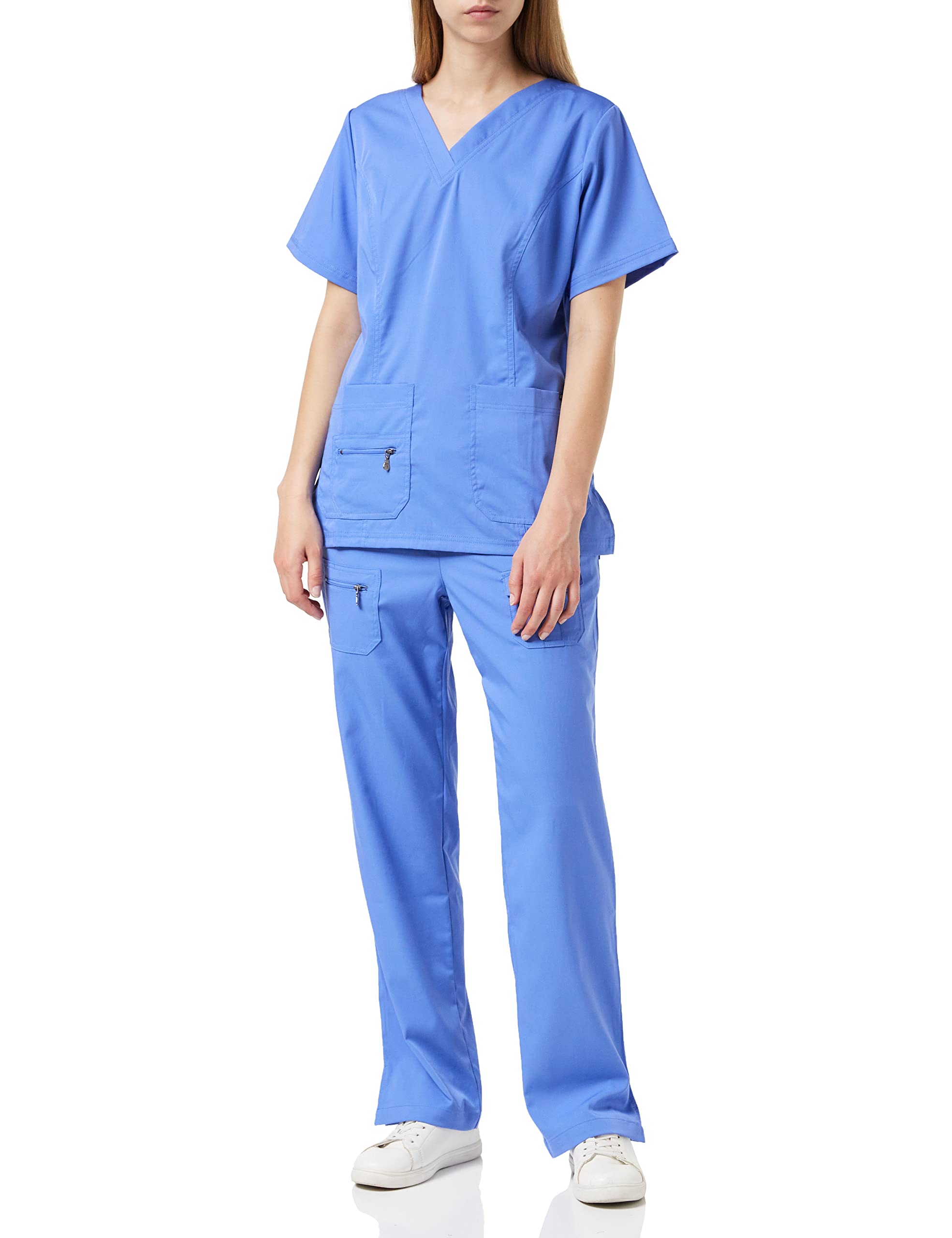 Adar Pro Breakthrough Plus Scrub Set for Women - V-Neck Top & Multi-Pocket Pants - Comfortable Medical Uniform for Nurses & Healthcare Workers - Petite/Tall Sizes Available - Perfect for Hospital Shifts & Clinical Work