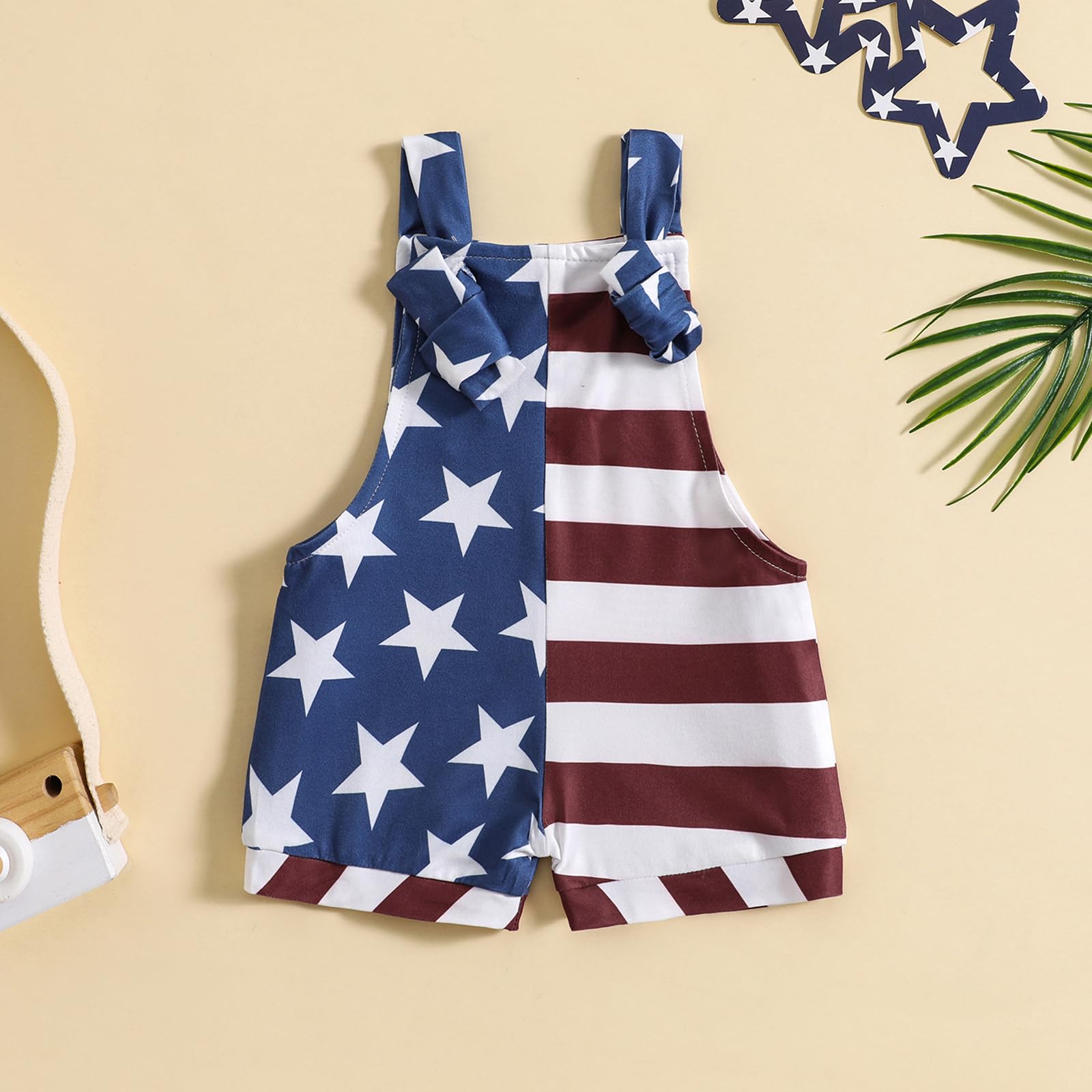 Patriotic Baby Romper - Stars & Stripes 4th of July Outfit for 6-12 Months | Independence Day Overalls for Infants | Perfect for Family BBQ, Fireworks & Holiday Photos