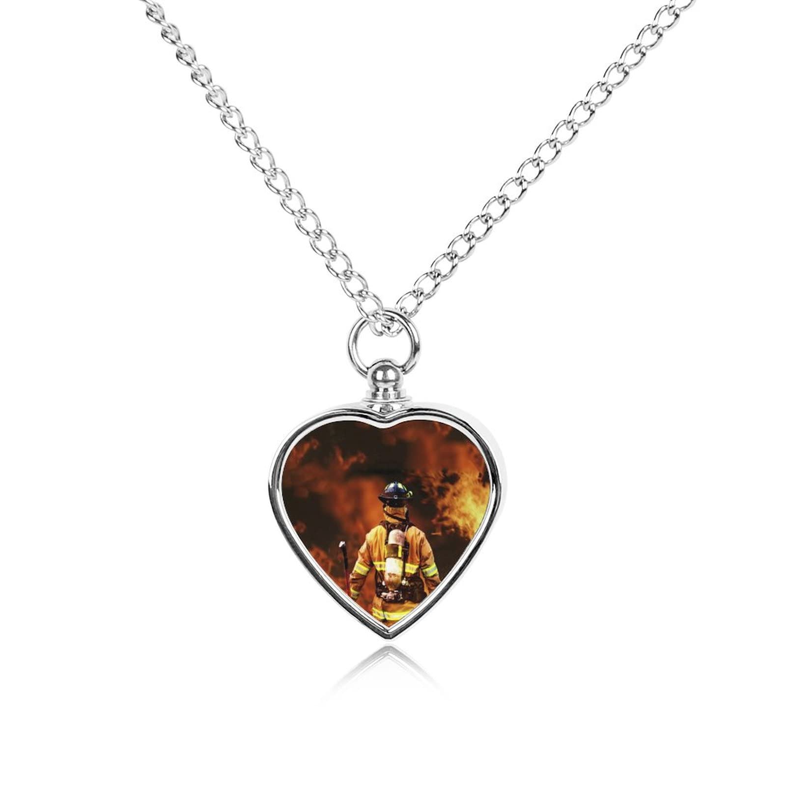 **Firefighter-Themed Pet Cremation Jewelry - Memorial Urn Necklace for Cat & Dog Ashes - Keepsake Pendant for Pet Loss Remembrance - Perfect for Pet Owners, Grieving Families & Memorial Services**