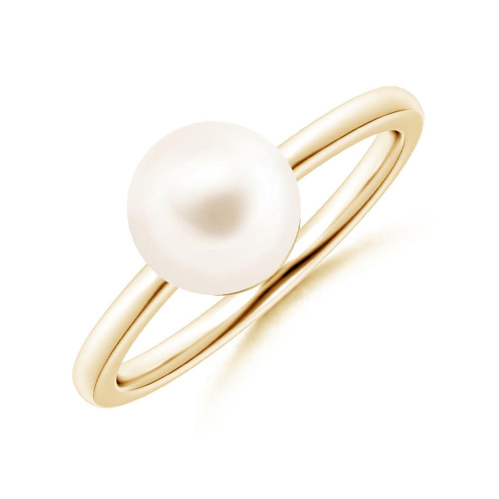 8mm Classic Freshwater Cultured Pearl Solitaire Ring - Elegant Sterling Silver Jewelry for Women, Perfect for Weddings, Anniversaries & Special Occasions