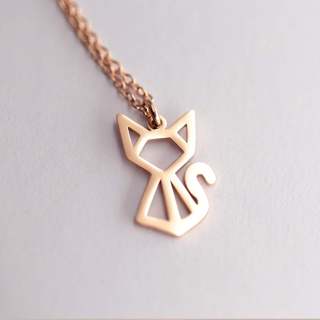 Stylish Geometric Origami Cat Necklace for Women - 16