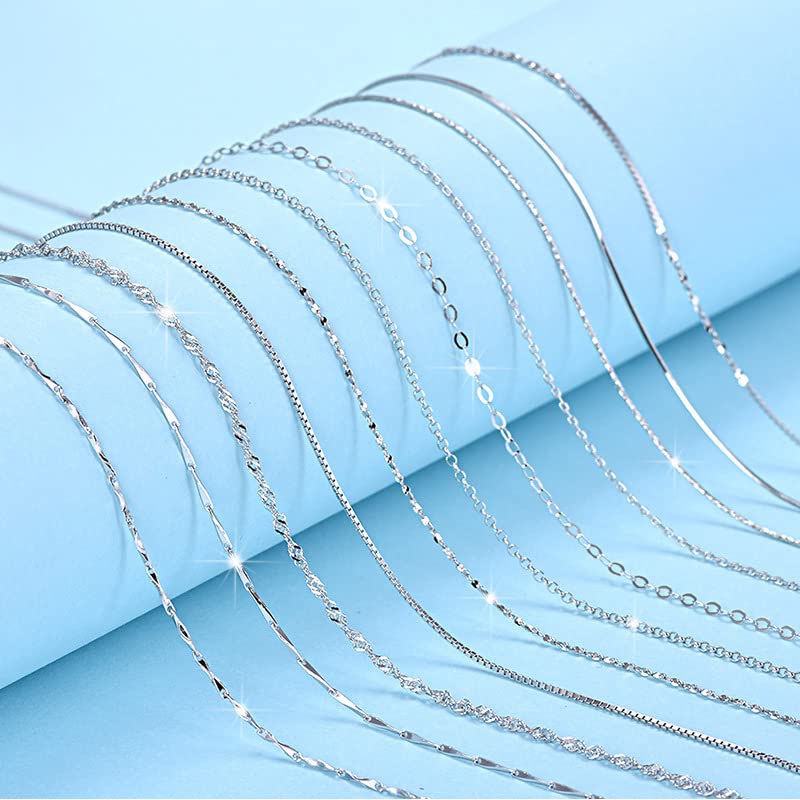 925 Sterling Silver Water-Wave Snake Bead Box Chain Necklace for Women - 40cm/45cm Adjustable Length - Perfect for Everyday Wear, Gifts & Special Occasions