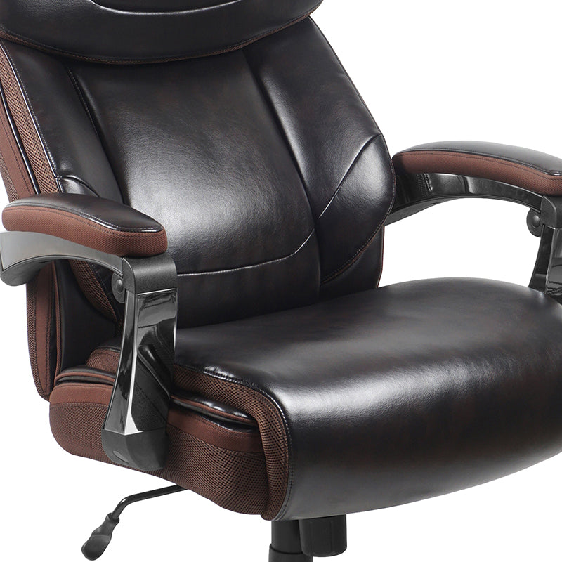 HERCULES Series Big & Tall 500 lb. Capacity Black LeatherSoft Executive Swivel Ergonomic Office Chair with Adjustable Headrest - Perfect for Home Office, Gaming, and Heavy-Duty Workspaces