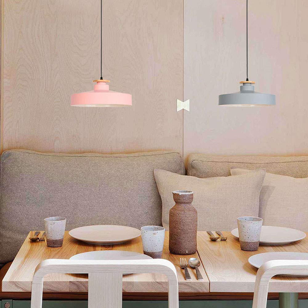 Nordic Wooden Macaron Single Head Chandelier - Industrial Style Ceiling Pendant Light with 1 Bulb, Creative Bar Lighting Fixture for Kitchen Island, Bedroom, Dining Room and Living Room Decor