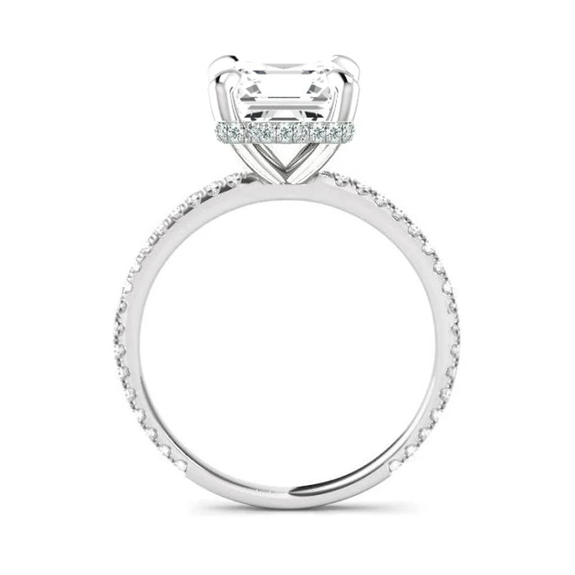4 Carat Radiant Cut Moissanite Engagement Ring Set for Women - Vintage Halo Solitaire Wedding Band, Anniversary Promise Ring - Perfect for Proposals, Bridal Jewelry & Special Occasions