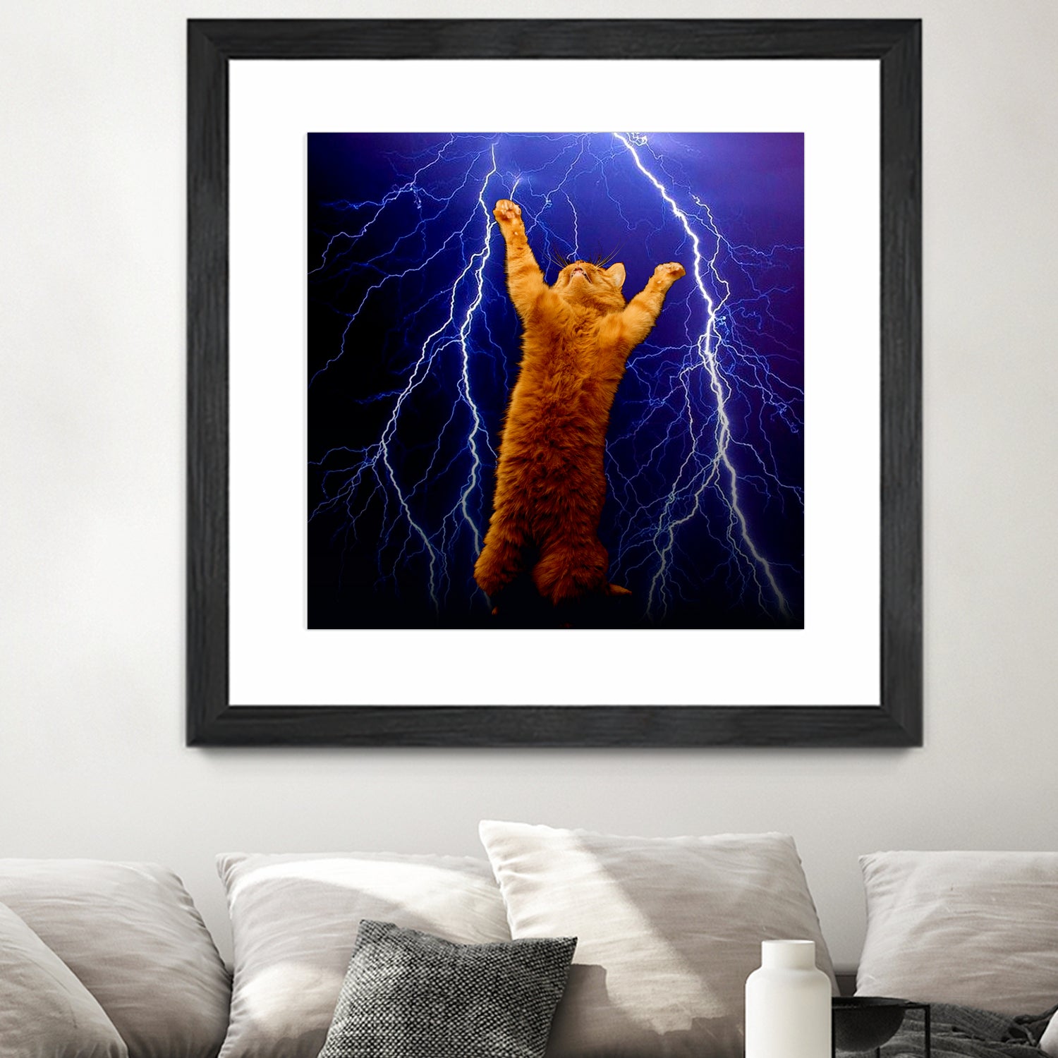 Cat Thunder Space Galaxy Print T-Shirt - Unique Cosmic Universe Design for Men & Women - Perfect for Casual Wear, Cosplay, and Astronomy Enthusiasts