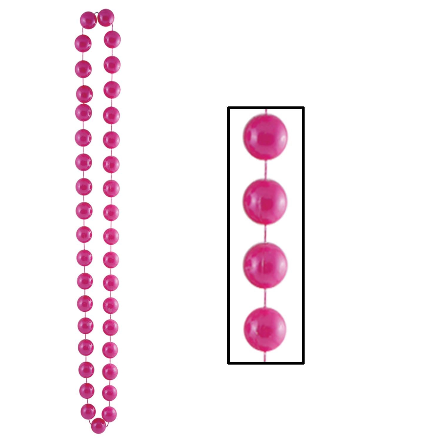 12 Pack Beistle Jumbo Party Bead Necklaces - Pearl Pink for Mardi Gras, Carnival, Festivals & Costume Parties - Fun Bulk Accessories for Adults & Kids