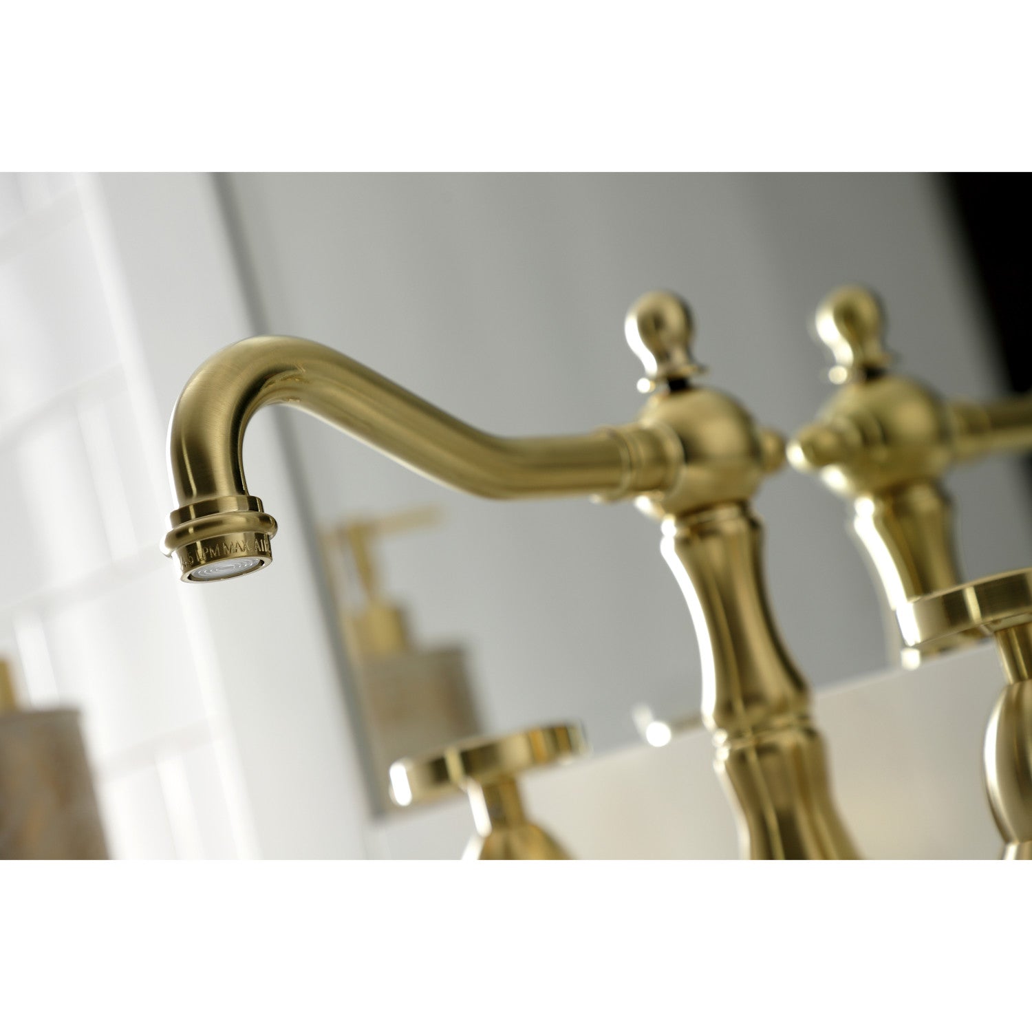 Belknap KS1977RX Brushed Brass Widespread Bathroom Faucet - 3 Hole Deck Mount with 2 Handles & Brass Pop Up Drain - Perfect for Modern Bathroom Renovations and Luxury Home Upgrades
