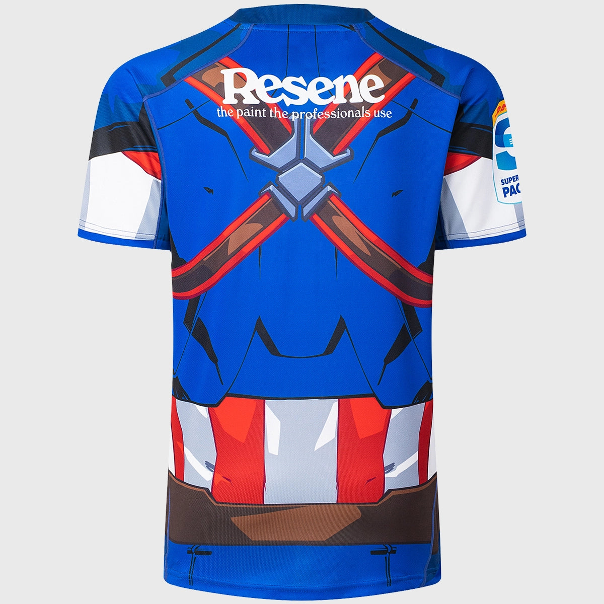 Captain America Men's Replica Rugby Shirt - Classic Hurricanes Style for Superhero Fans | Perfect for Cosplay, Comic Con & Game Day Outfits