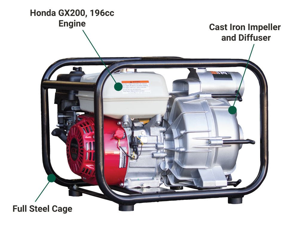Brave 3-Inch Trash Pump with Honda GX200 Engine - Heavy Duty Water Transfer for Construction, Flood Control & Agricultural Irrigation