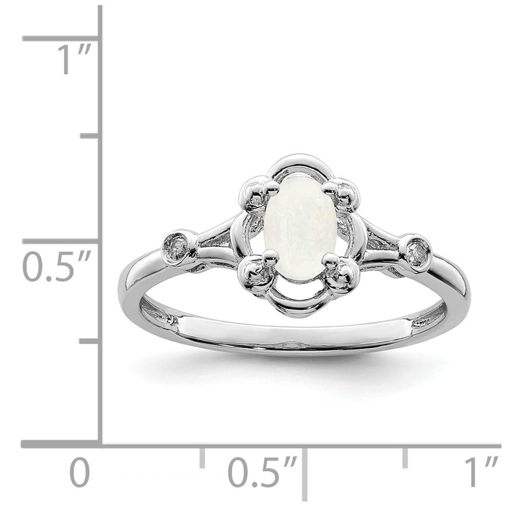 925 Sterling Silver Created Opal & Diamond Solitaire Ring for Women - Size 5 | Elegant Wedding, Engagement & Anniversary Jewelry Gift