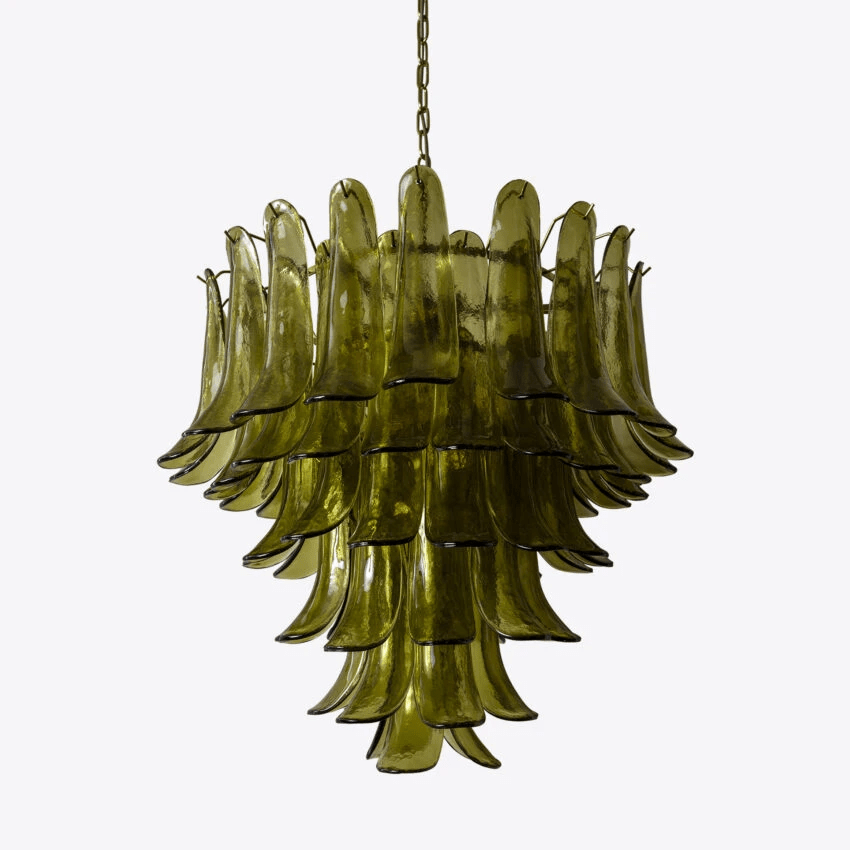 Green Petalo Chandelier - Elegant Floral Ceiling Light Fixture for Dining Room, Bedroom & Living Room Decor | Perfect for Home, Wedding & Event Lighting