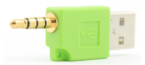 SANNOXY USB to 3.5mm Adapter for iPod Shuffle 2 - Charging & Data Sync (Green)