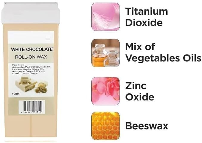 URBANMAC White Chocolate Roll-On Wax Kit for Women - 2 Refill Wax Tubes (100ml) | Painless Hair Removal for Legs, Arms & Bikini Line | At-Home Waxing Solution