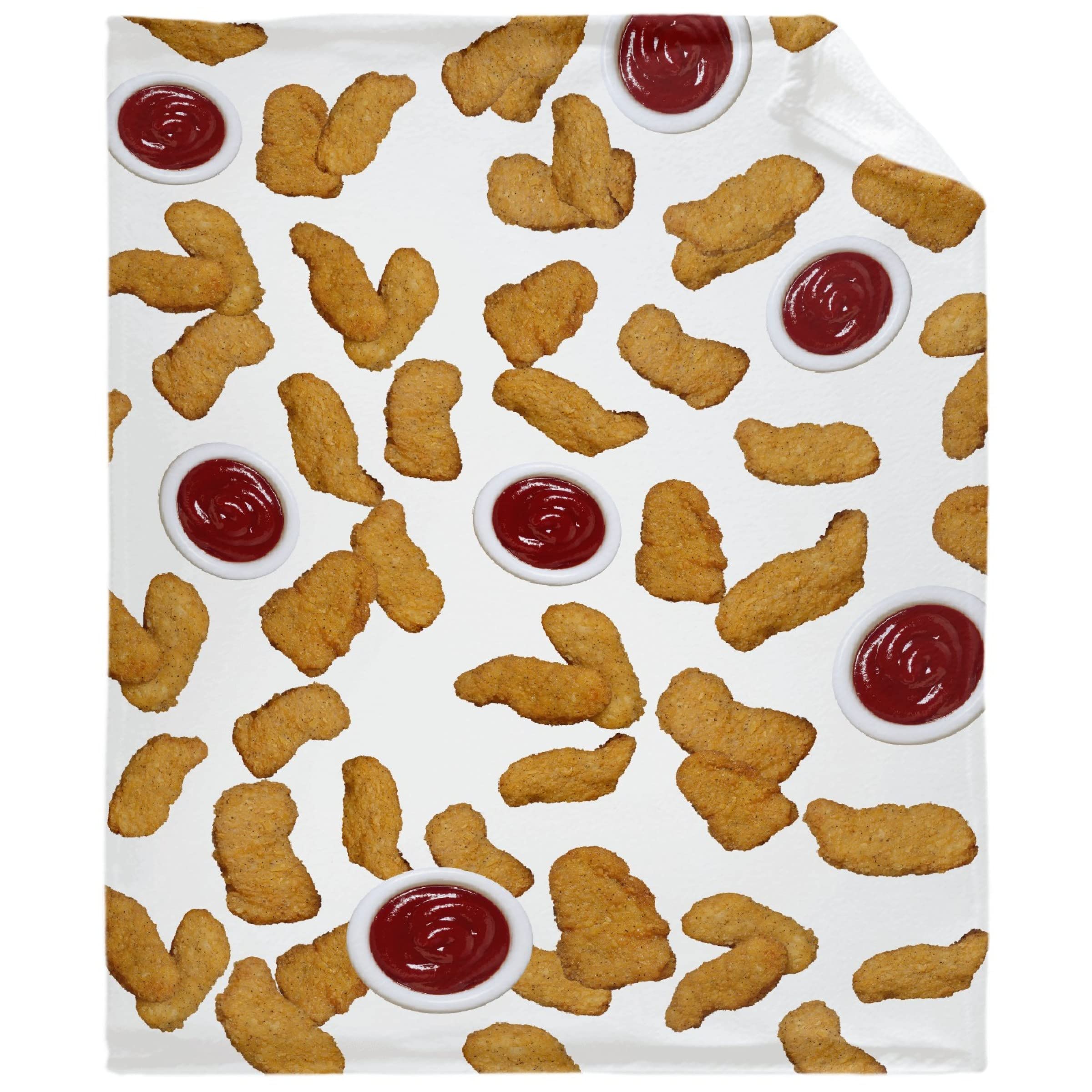 Premium Chicken Nuggets Throw Blanket - Ultra Soft Flannel Fleece Blanket for Gifts, Bedding & Home Decor | 90x120 Inch Oversized Blanket for Couch, Sofa & Bed | All-Season Cozy Blanket for Family Movie Nights & Camping
