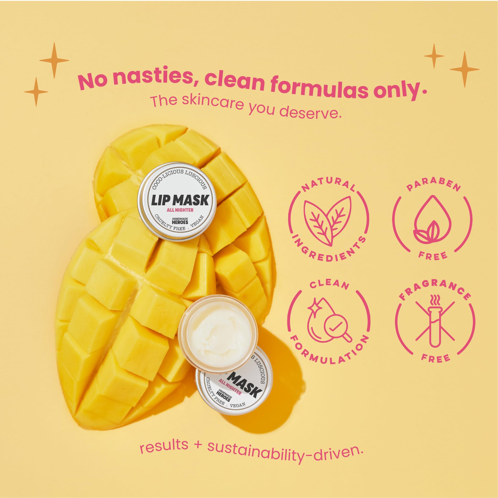 Handmade Heroes Lip Mask & Cuticle Oil Set | Organic Hydrating Lip Treatment & Nail Care Kit | Vegan, Cruelty-Free Skincare Bundle for Dry Lips & Cuticles | Perfect for Nighttime Routine & Travel Essentials