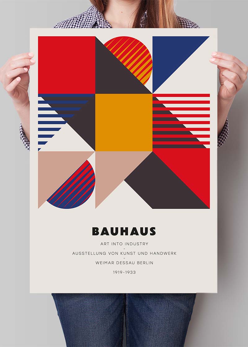 Bauhaus Geometric Art Print - Modern Industrial Wall Decor for Living Room, Office & Studio | High-Quality Canvas Poster