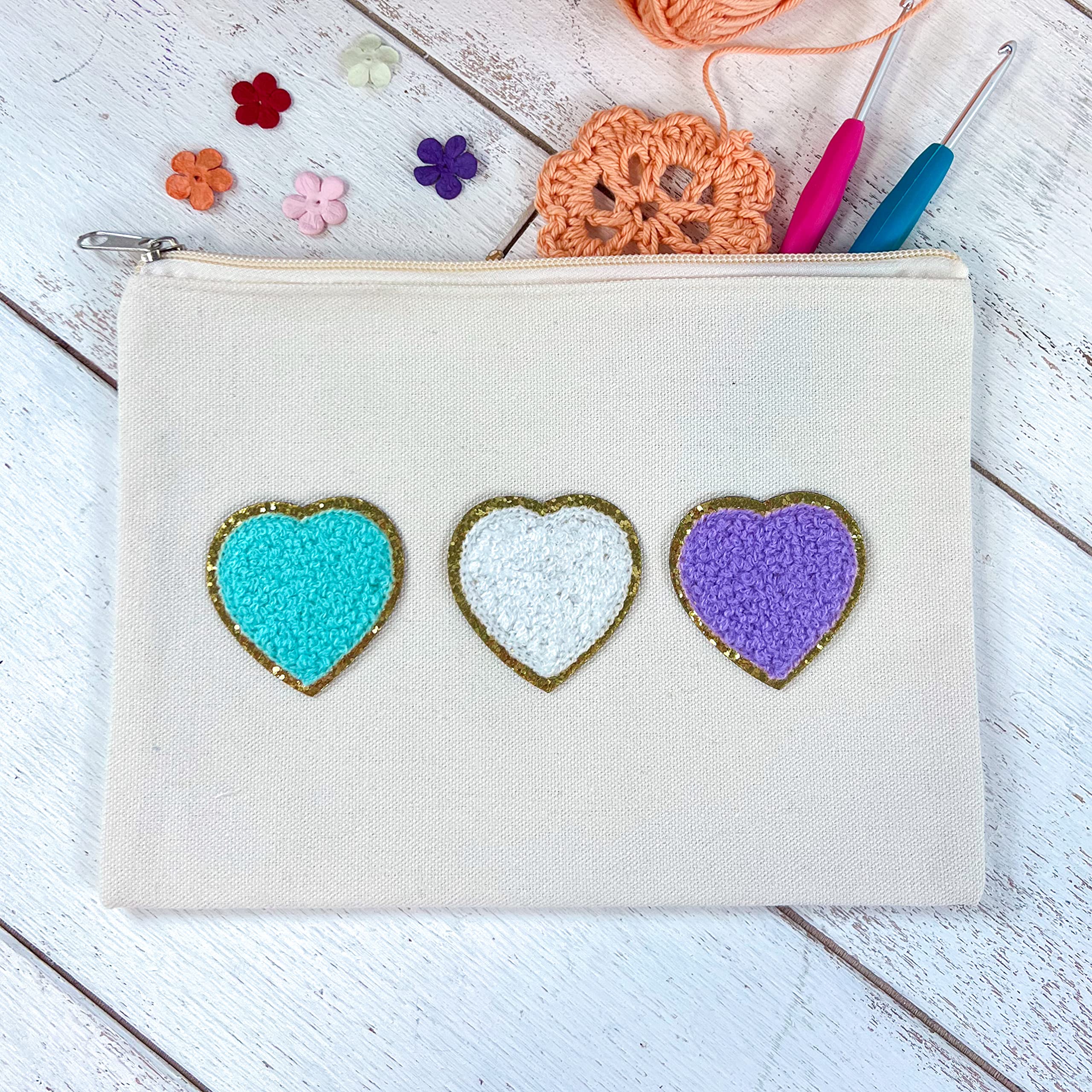 3 Pack Lavender Chenille Iron-On Glitter Varsity Letter Patches (8cm Tall 