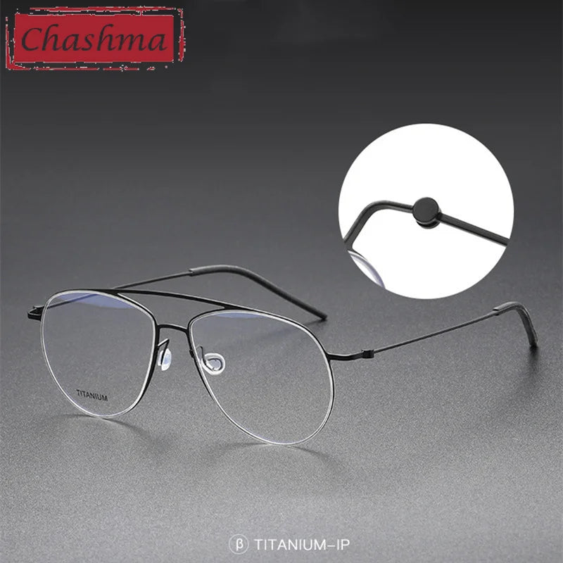Titanium Eyeglasses for Men - Full Rim Oval Double Bridge Frame 45507 | Lightweight & Durable | Perfect for Work, Reading & Everyday Use