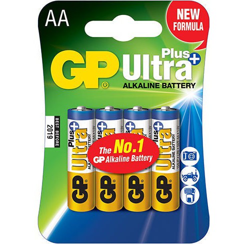 GP Ultra PLUS Alkaline AA Batteries 4-Pack - Long-Lasting Power for Toys, Flashlights, Remote Controls & Electronic Devices