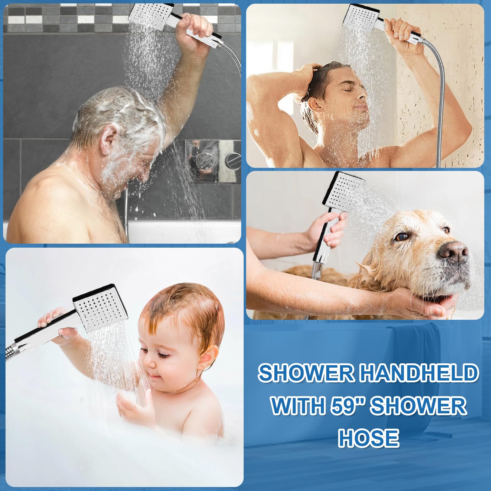 Stainless Steel Shower Panel Tower System with LED Lights - Rainfall & Waterfall Shower, 5 Body Jets, Handheld Sprayer & Temperature Display - Brushed Finish for Modern Bathroom Luxury Spa Experience