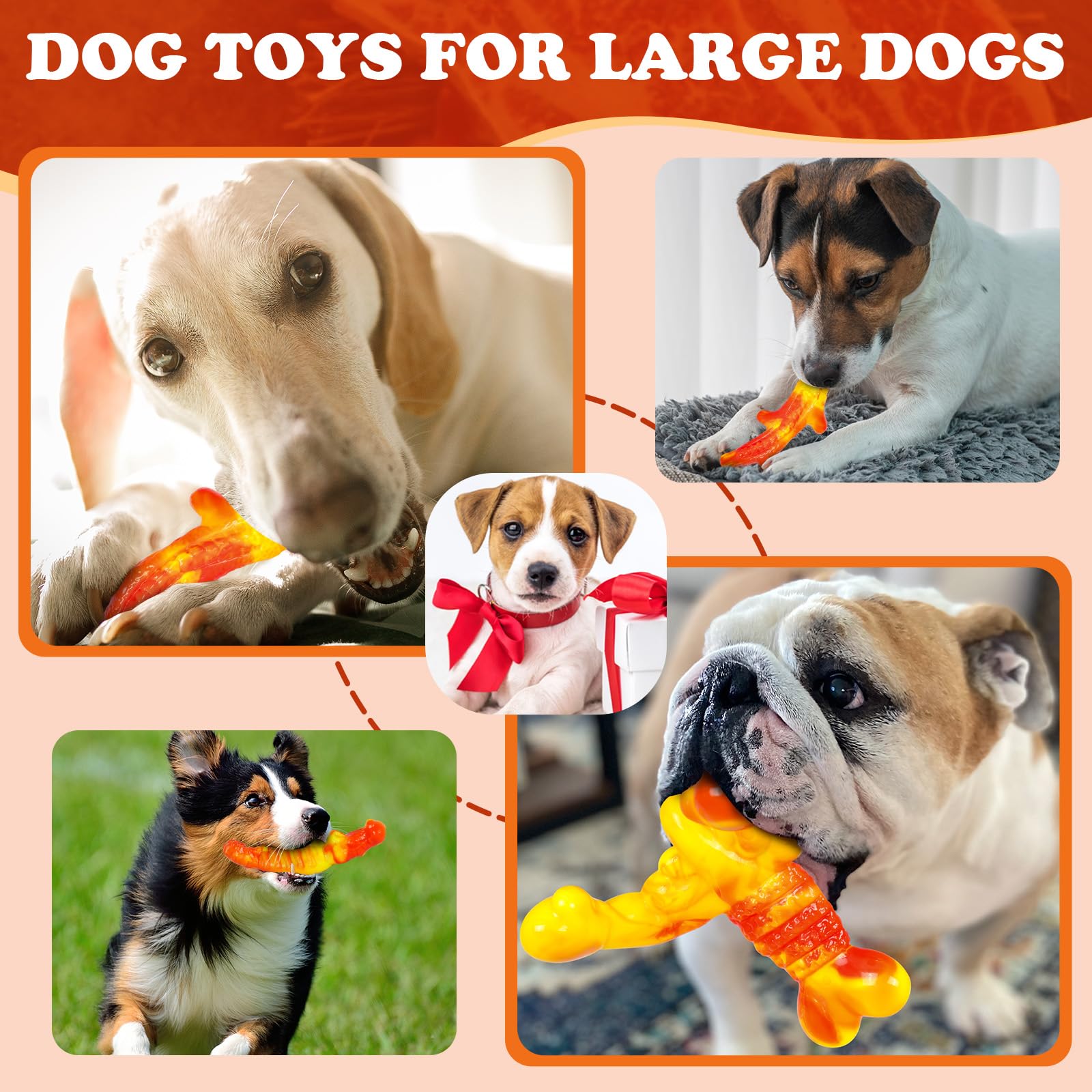 Apasiri 3 Pack Indestructible Dog Chew Toys for Aggressive Chewers - Durable Large Breed Dog Toys for Strong Chewers - Perfect for Teething, Boredom Relief & Playtime
