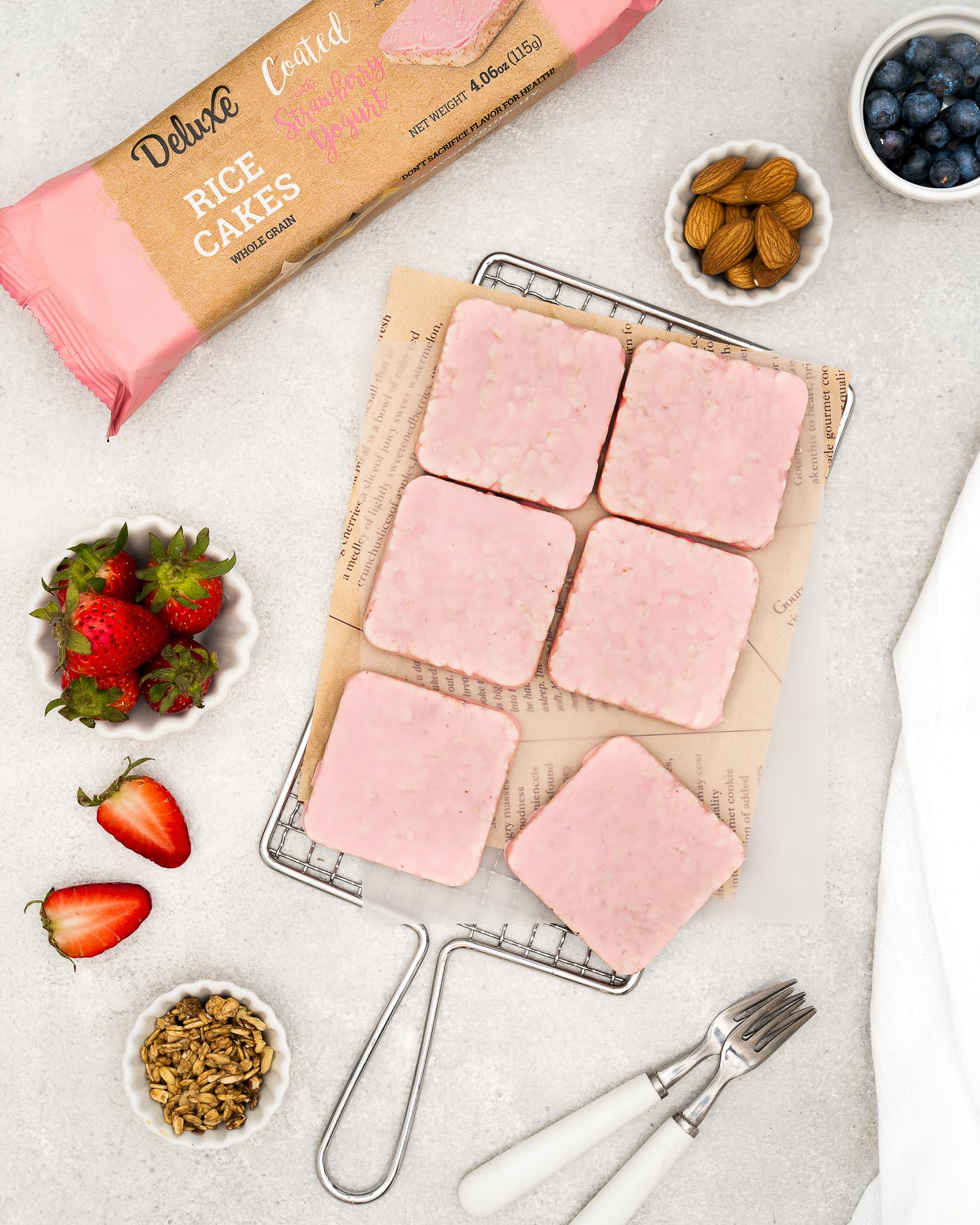 Deluxe Thin & Crispy Strawberry Yogurt Chocolate Rice Cakes - Kosher Certified, Gluten Free, Nut Free, Dairy Snack (Pack of 12) - Perfect for School Lunches, Office Snacks & Healthy On-the-Go Treats