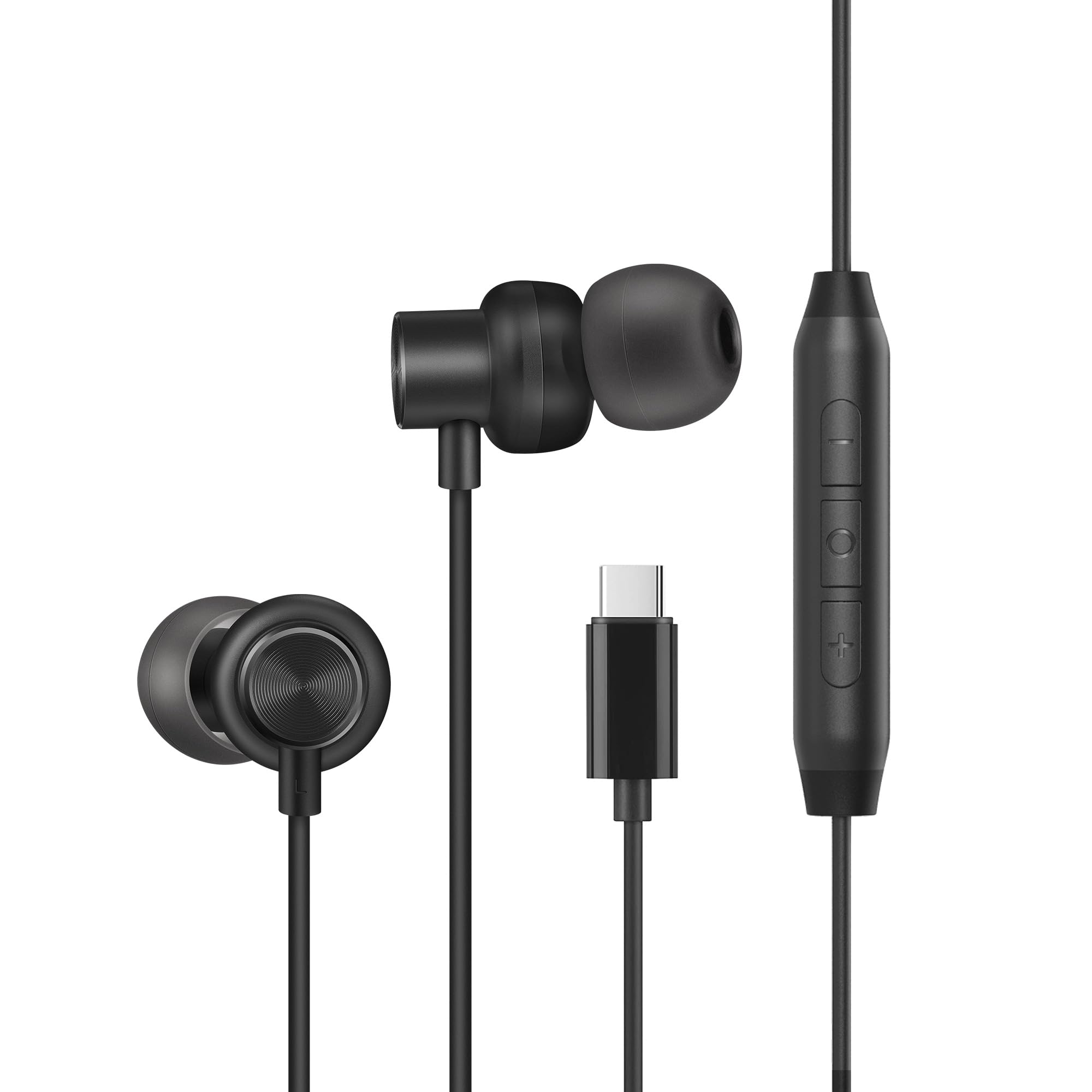 USB C Wired Earbuds with Built-in Mic & Volume Control - Type-C Earphones for iPhone 15/15 Pro/15 Plus, Samsung Galaxy & Google Pixel - Perfect for Gaming, Workouts & Commuting