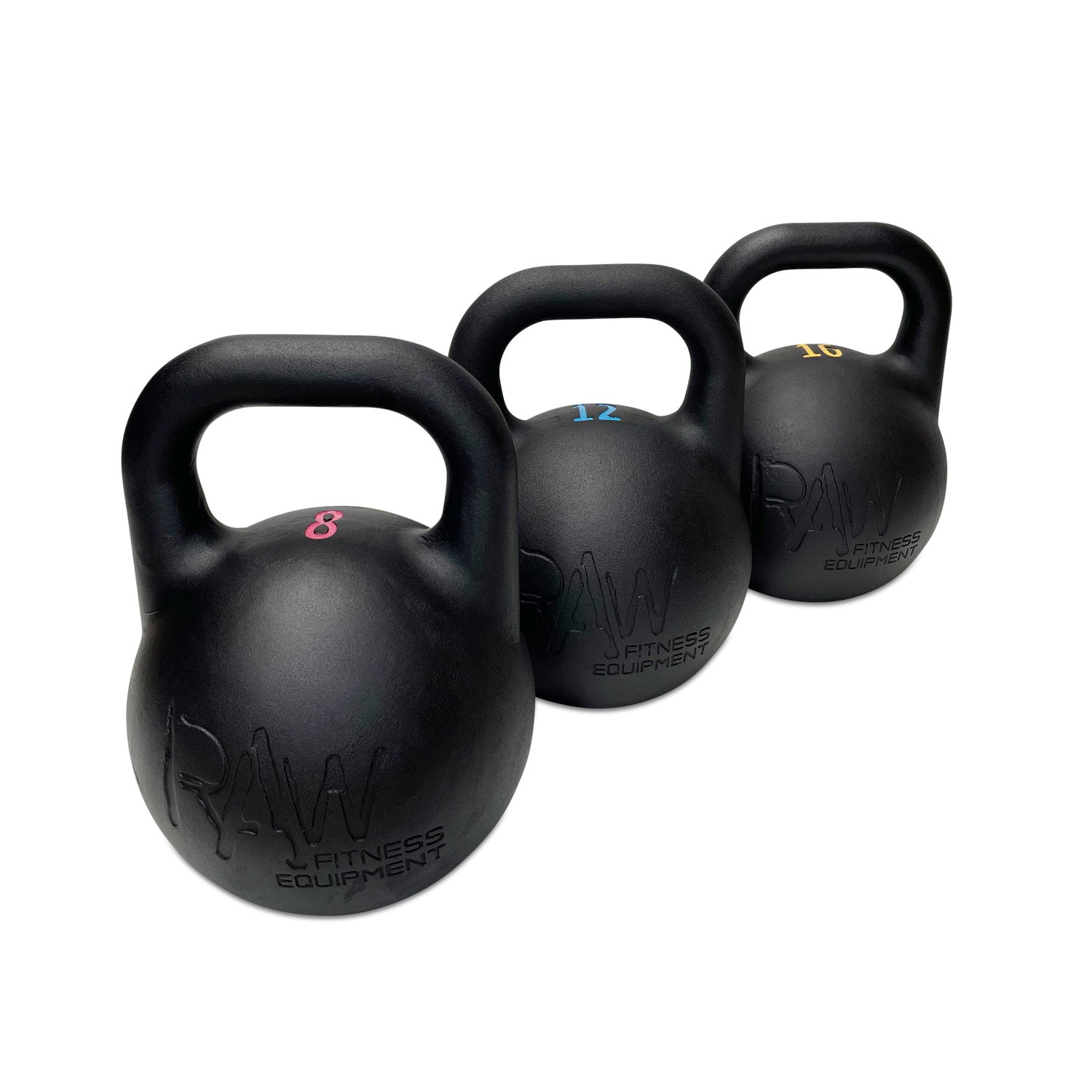 Premium Competition Kettlebell 8-16KG Set - Professional Grade Black Cast Iron Kettlebell for CrossFit, HIIT & Strength Training