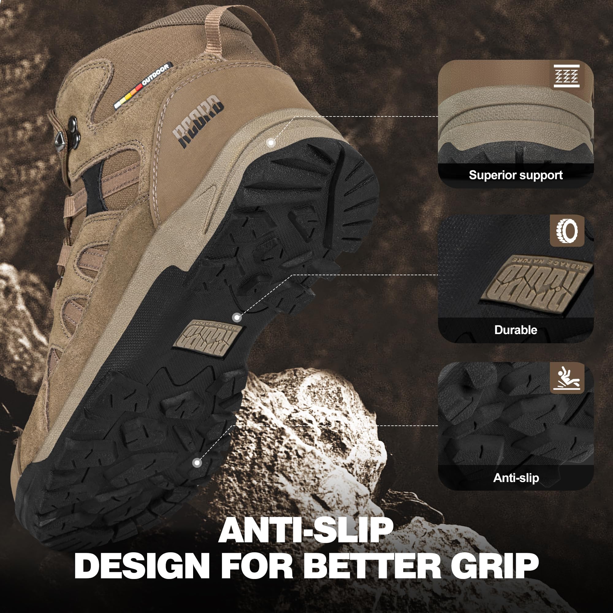 Waterproof Lightweight Hiking Boots for Women - Ankle Support, Breathable & Non-Slip Outdoor Shoes - Perfect for Hiking, Backpacking & Trail Adventures