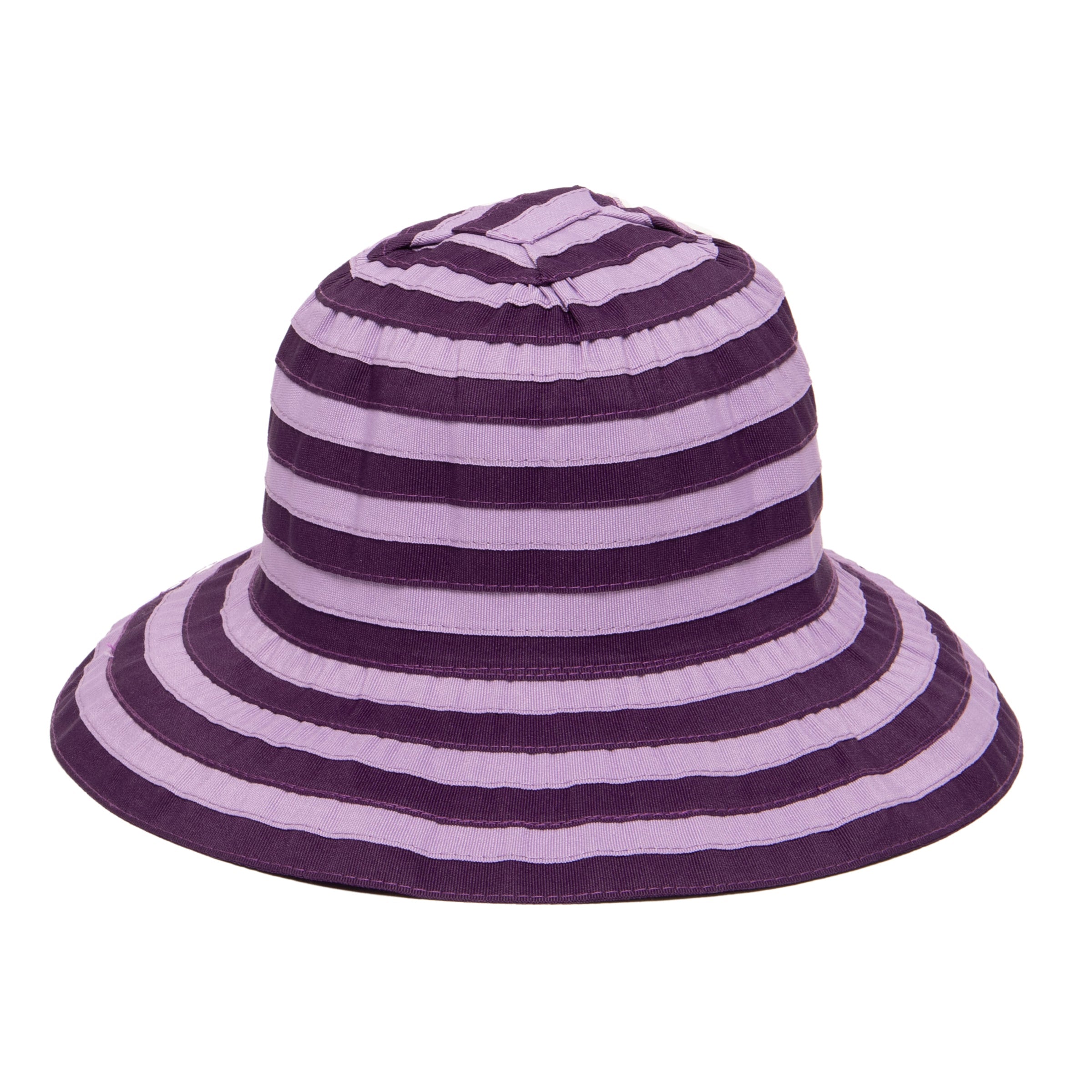 Kids Striped Ribbon Bucket Hat With Adjustable Chin Strap - Sun Protection Summer Beach Hat for Boys & Girls