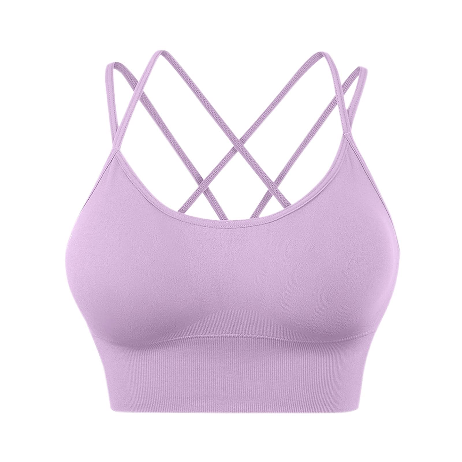 Women's Cross Back Sports Bras - Padded Strappy Criss Cross Cropped Yoga Bras for Workout & Fitness | Seamless Support for Running, Gym & Active Lifestyle