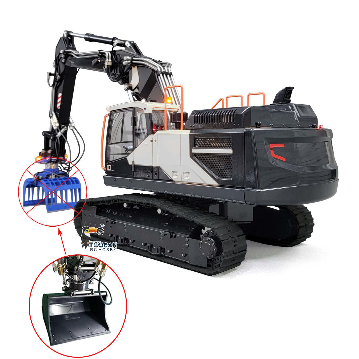1:14 Scale MTMODEL EC380 Metal Hydraulic Tracked Excavator RC Construction Vehicle - 3 Arms Heavy Duty Digger Machine for Construction Site Simulation & RC Hobby Enthusiasts