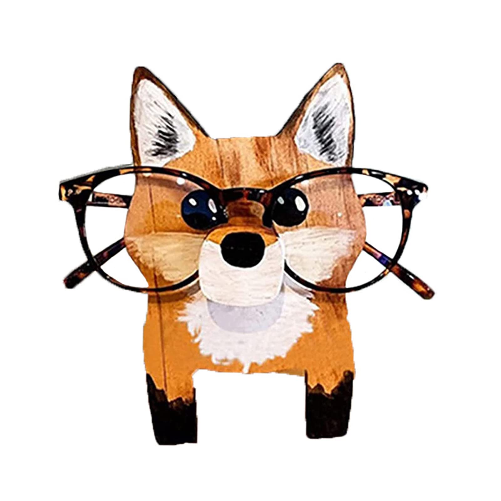 LEMCC Wooden Fox Eyeglass Holder Stand - Creative Animal Shape Glasses Display Rack for Sunglasses & Spectacles - Stylish Home Office Desk Decor Accessories (Perfect for Organizing Eyewear in Bedroom, Living Room or Workspace)