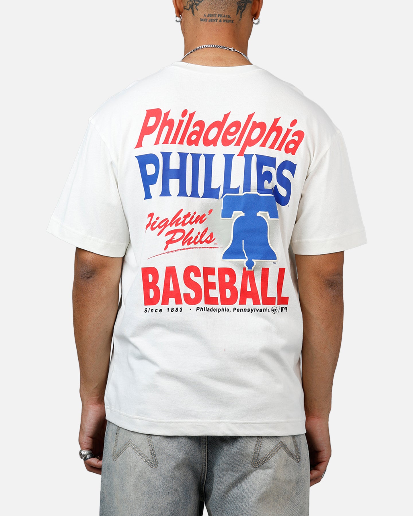 47 Brand Philadelphia Phillies All Fire T-Shirt - White | Officially Licensed MLB Fan Apparel for Men & Women | Perfect for Game Day, Tailgating & Casual Wear