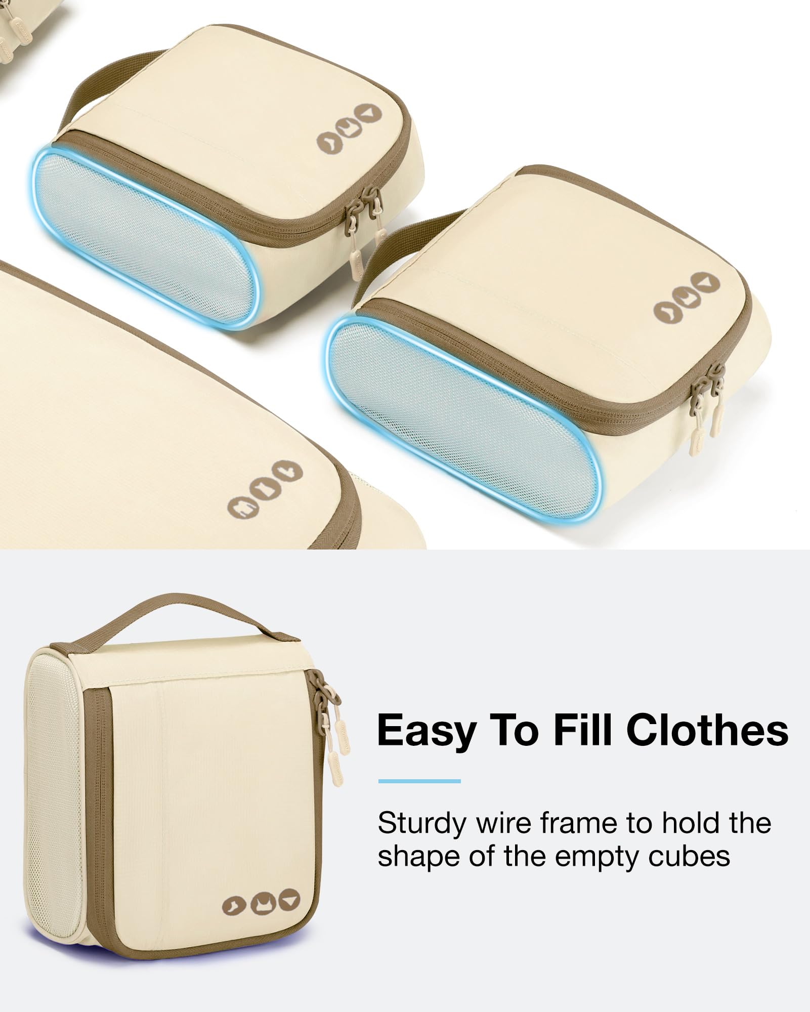 BAGSMART 6-Piece Keep Shape Packing Cubes Set - Lightweight Travel Organizer for Suitcases, Luggage & Carry-On Bags - Perfect for Business Trips, Vacations & Weekend Getaways