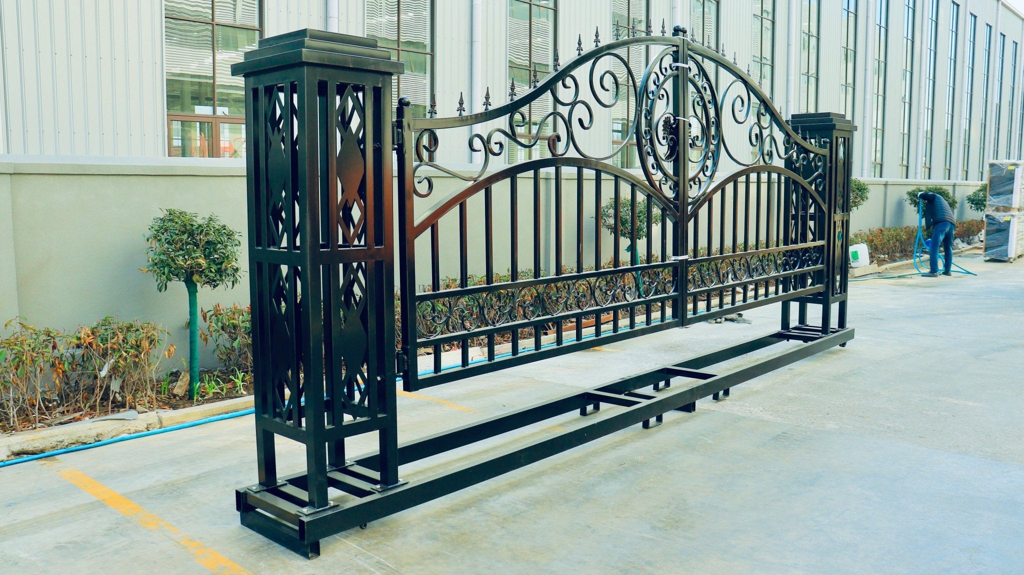20 FT Bi-Parting Wrought Iron Farm Gate - Heavy Duty Driveway Entrance for Rural Properties | Perfect for Farms, Ranches & Estate Security