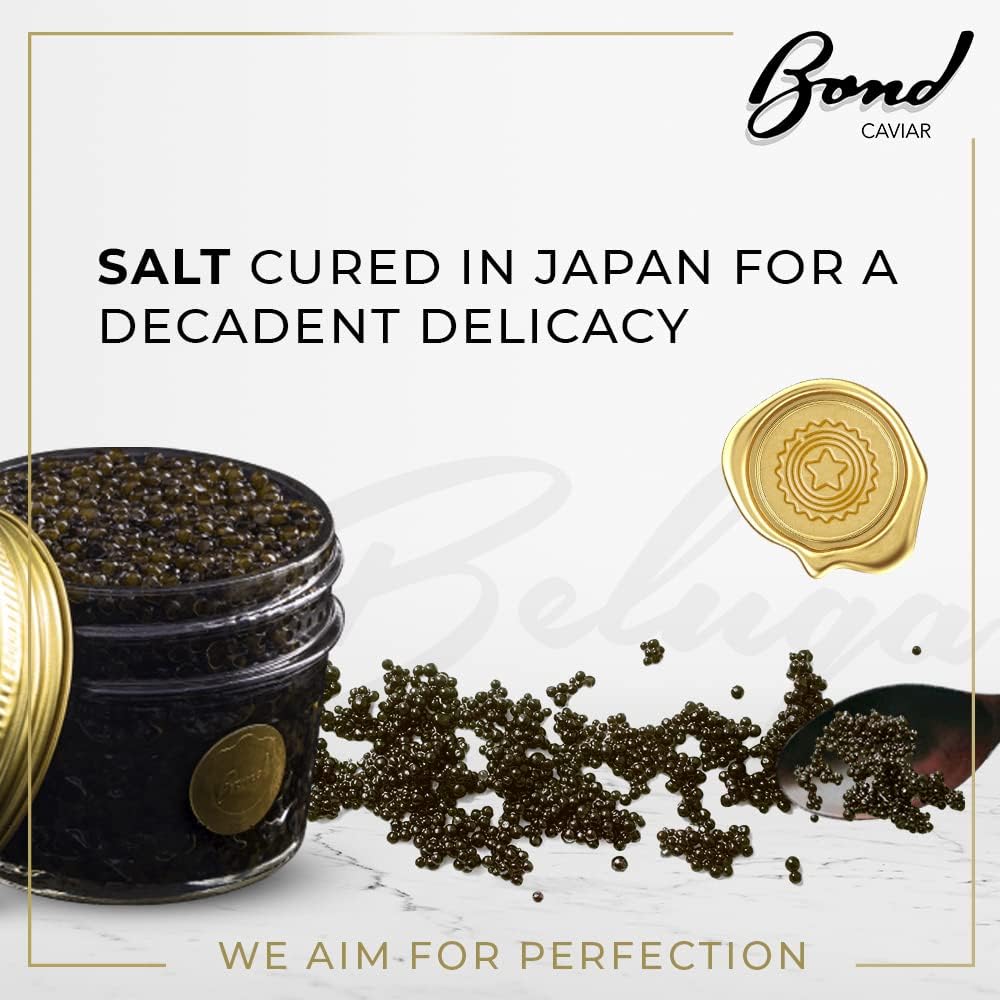 Premium Kaluga Caviar - 2oz (56g) Glass Jar of Delicious Black Sturgeon Roe for Blinis, Canapés & Gourmet Dining - Malossol-Cured Beluga Caviar with Sea Salt | Perfect for Special Occasions, Luxury Gifts & Fine Dining Experiences