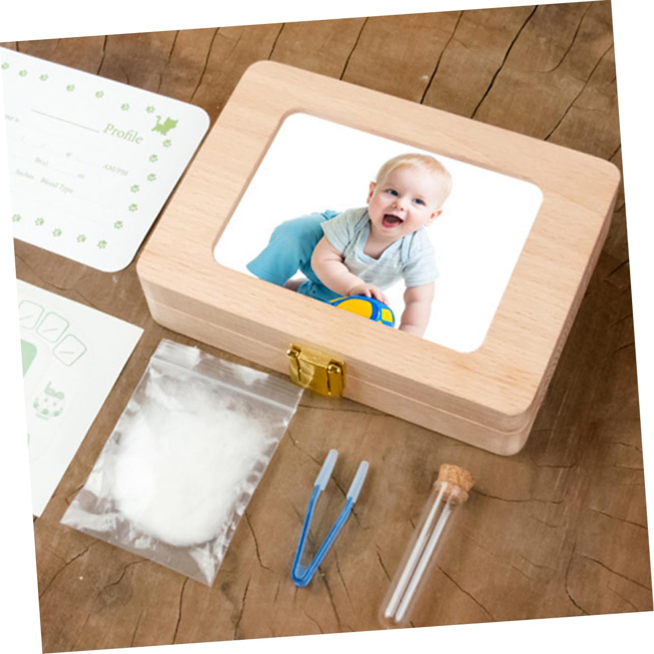 FAVOMOTO Wooden Baby Tooth Keepsake Box - First Tooth Holder for Boys & Girls - Memory Box for Lost Teeth - Perfect for Nursery, Baby Showers & Childhood Milestones
